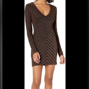 Cosmopolitan Dress The Population Trist Metallic Dress Long Sleeve